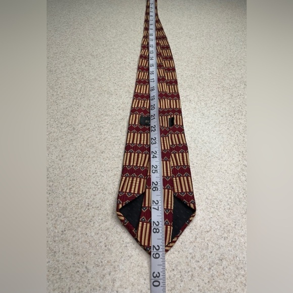 Bill Blass Black Label Silk Gold Burgundy 58” Long 4” Wide - Picture 6 of 6